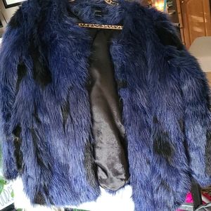 Faux fur blue jacket